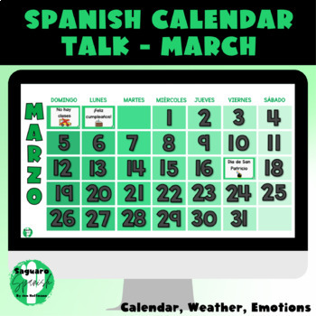 Preview of Spanish Interactive March Calendar Talk | Weather | Emotions