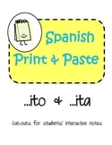 Spanish Interactive Notebook Diminutive Suffix ito & ita