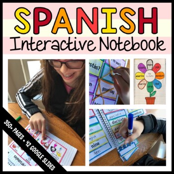 Preview of Spanish Interactive Notebook + Scaffolded Notes Google Slides | Spanish Review