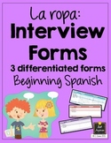 Spanish Interview Forms - La Ropa - Differentiated