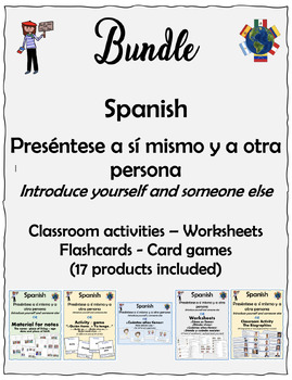 Preview of Spanish-Intro yourself/someone else–Bundle 17 resources–Read/Listen/Write/Speak-