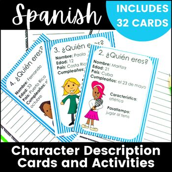Preview of Spanish Introductions Description Cards and Activities Reading and Speaking