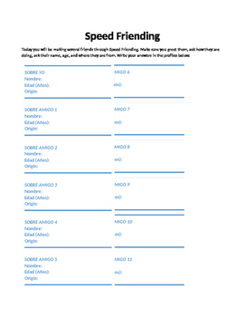 Preview of Spanish Introductions & Small Talk- Speed Friending
