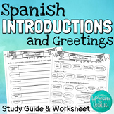 Spanish Introductions and Greetings Study Guide and Worksheet