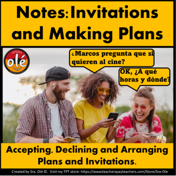 Preview of Spanish Invitations & Making Plans Notes in Context Accept Decline Invitaciones