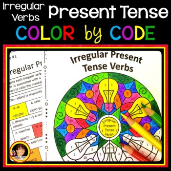 Preview of Spanish Present Tense Irregular Verbs - Color by Number Activity FREEBIE