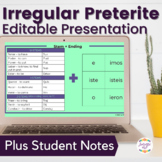 Spanish Irregular Preterite Verbs Notes and Presentation