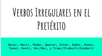 Preview of Spanish Irregular Preterite Verbs Reference Guide for Students