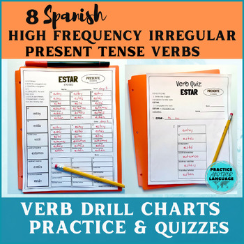 Spanish Irregular Verb Conjugations Practice & Quiz 1-8 (Present Tense)