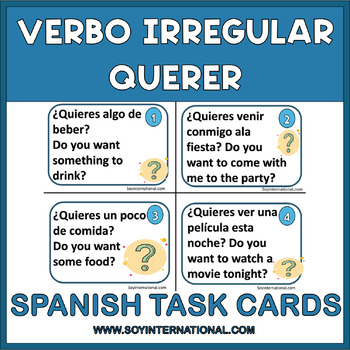 Preview of Spanish Irregular Verbs: 32 Task Cards Verbo Querer