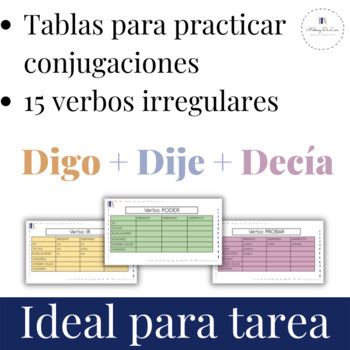 Irregular Spanish Verbs & Their Conjugation Charts