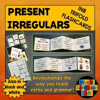 Preview of Spanish Irregular Verbs Flashcards Interactive Notebook Trifolds Present Tense