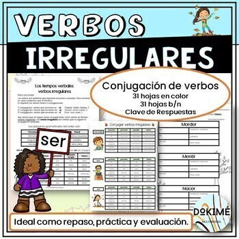 Preview of Spanish Irregular Verbs Worksheets / Conjugar Verbos Irregulares en español