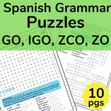 Spanish Irregular YO Verbs, GO, IGO, ZCO, ZO Word Search &