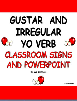 Preview of Spanish Irregular Yo, Saber/Conocer & Gustar Signs & Presentation