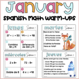 Spanish January Math Warm-Ups for 3rd Grade - Winter Math 