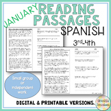 Spanish January Reading Comprehension Passages 3rd-4th Com