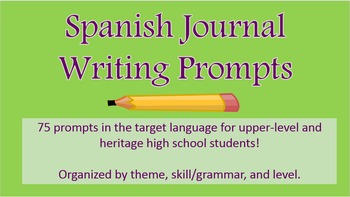 Preview of Spanish Journal Writing Prompts (High School)