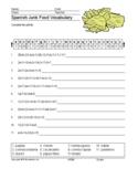 Spanish Junk Food Vocabulary Word Search Worksheet and Puzzles
