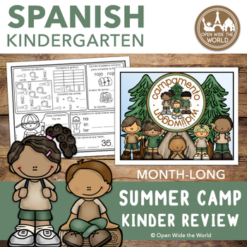 Preview of Spanish Kindergarten Summer Review: Campamento Widjiwagan Review BOOK