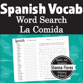 Preview of Spanish La Comida (Food); Word Search; Translate; Vocab