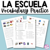 Spanish La Escuela School Supplies Vocabulary Worksheets &