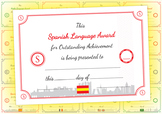 Spanish Language Award Certificate