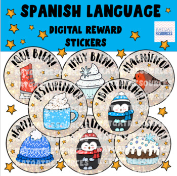 Preview of Spanish Language Digital Stickers - El Invierno Winter For Seesaw Google