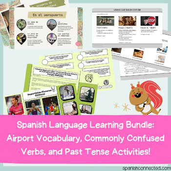 Preview of Spanish Language Learning Bundle: Airport Vocabulary, Commonly Confused Verbs, a