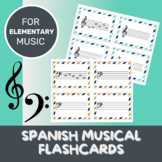Spanish Language Music Notation Word Flash Cards | Treble 