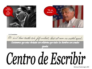 Preview of Spanish Language Writing Center Sign: Centro de Escribir