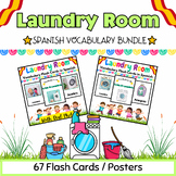 Spanish Laundry Room Vocab Flash Cards BUNDLE for PreK & K