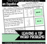 Spanish Leaving a Tip Word Problems |  Solve and Snip® |  