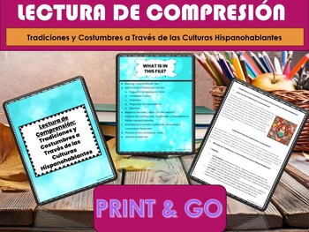 Preview of Spanish - Lectura de Comprensión - Reading Comprehension in Spanish