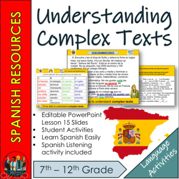 Preview of Spanish - Lesson 4 Understanding complex texts - opinions