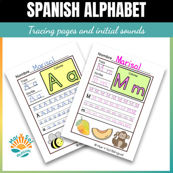 Spanish Letter Formation Tracing Alphabet Practice Pages and Initial Sounds