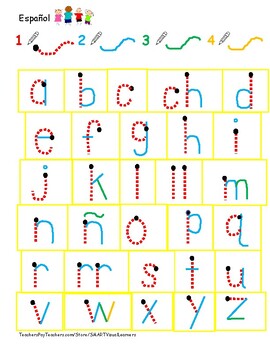 Spanish Letter Writing Trace Pre-write uppercase lowercase Espanol
