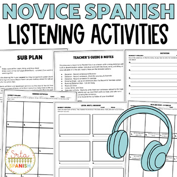 Preview of Spanish Listening Activities & Dictation BUNDLE Emergency Sub Plans Spanish 1