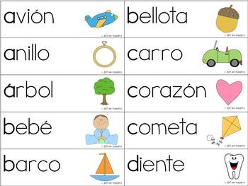 Spanish Literacy BUNDLE: sonidos iniciales y alfabeto Word Wall Cards