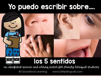 Preview of Spanish Literacy and Science - 5 Senses - Yo puedo escribir sobre los sentidos