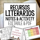 Spanish Literary Devices Notes & Activity - Recursos Literarios