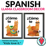 Spanish Classroom Décor - Spanish Greetings Posters - Llama Theme
