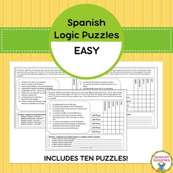 Preview of Spanish Logic Puzzles:  Easy