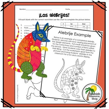 Spanish Los Alebrijes Design by Grammar Editable by Spanish Resource Shop
