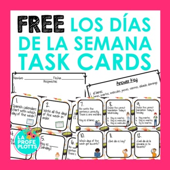  FREE Los Días de la Semana Task Cards