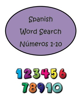 Preview of Spanish Numbers 1-10 Word Search Build Vocabulary Improve Spelling