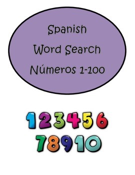 Preview of Spanish Numbers 1-100 Word Search Build Vocabulary Improve Spelling