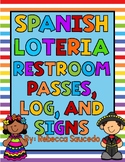 Spanish Loteria Restroom Passes, Log, and Signs