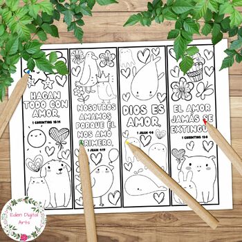 8 Bible Coloring Bookmarks With Animal Characters Scripture