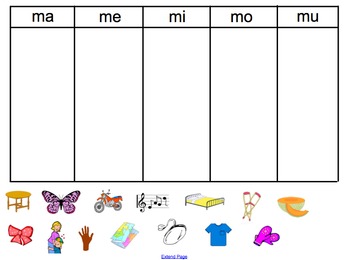Preview of Spanish M Syllable sort- ma, me, mi, mo, mu